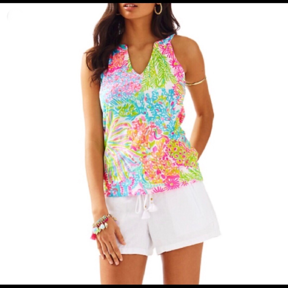 Lilly Pulitzer Arya Tank Multi Lovers Coral